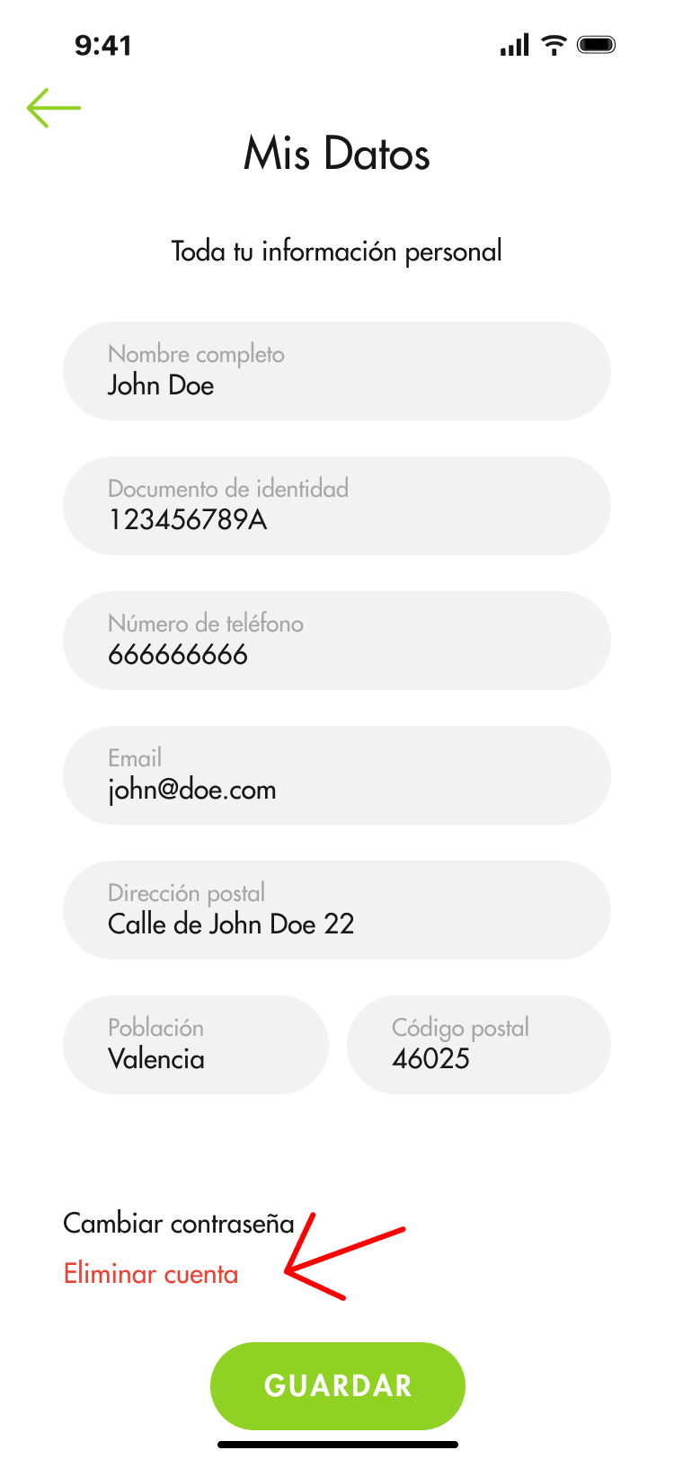 Paso 3 para eliminar mi cuenta