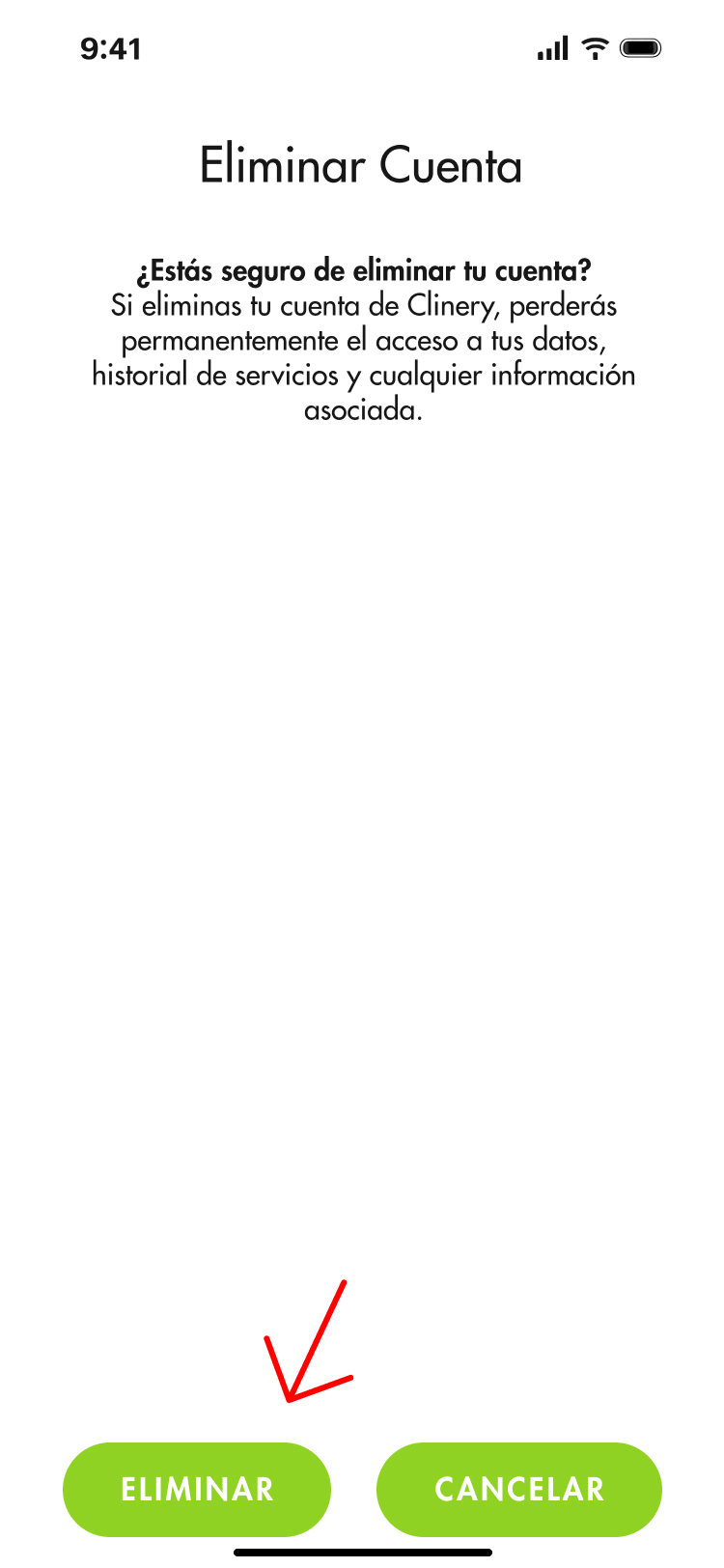 Paso 4 para eliminar mi cuenta